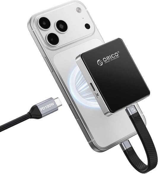 ORICO 10Gbps Magnetic M.2 NVMe SSD Enclosure with PD100W Charging Port 4K ProRes Recording Max 2TB for iPhone 17/16/15 Pro/Pro Max/Plus Support SSD Size 2230/2242 B+M M-Key Diskless AP42P (Black)