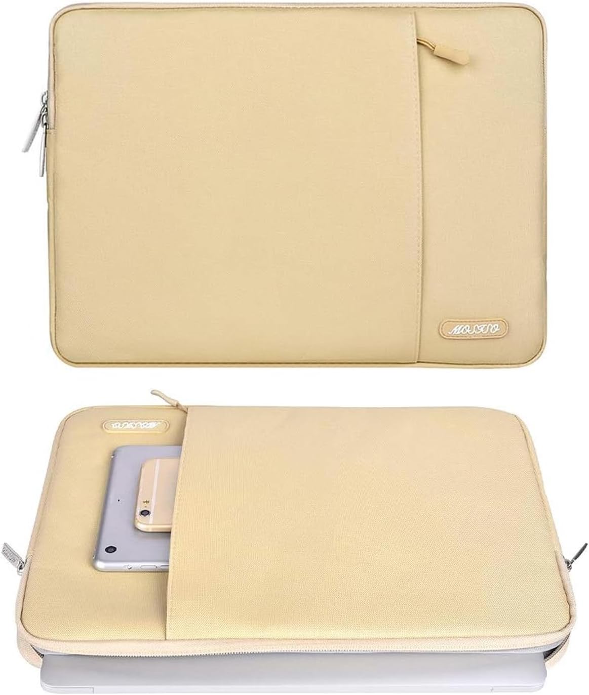 MOSISO Laptop Case 15 inch, 15 inch Laptop Sleeve Compatible with MacBook Air 15 M4 A3241 M3 A3114 M2 A2941 2025 2024 2023,Dell XPS 15,Polyester Vertical Computer Sleeve Bag with Pocket, Camel