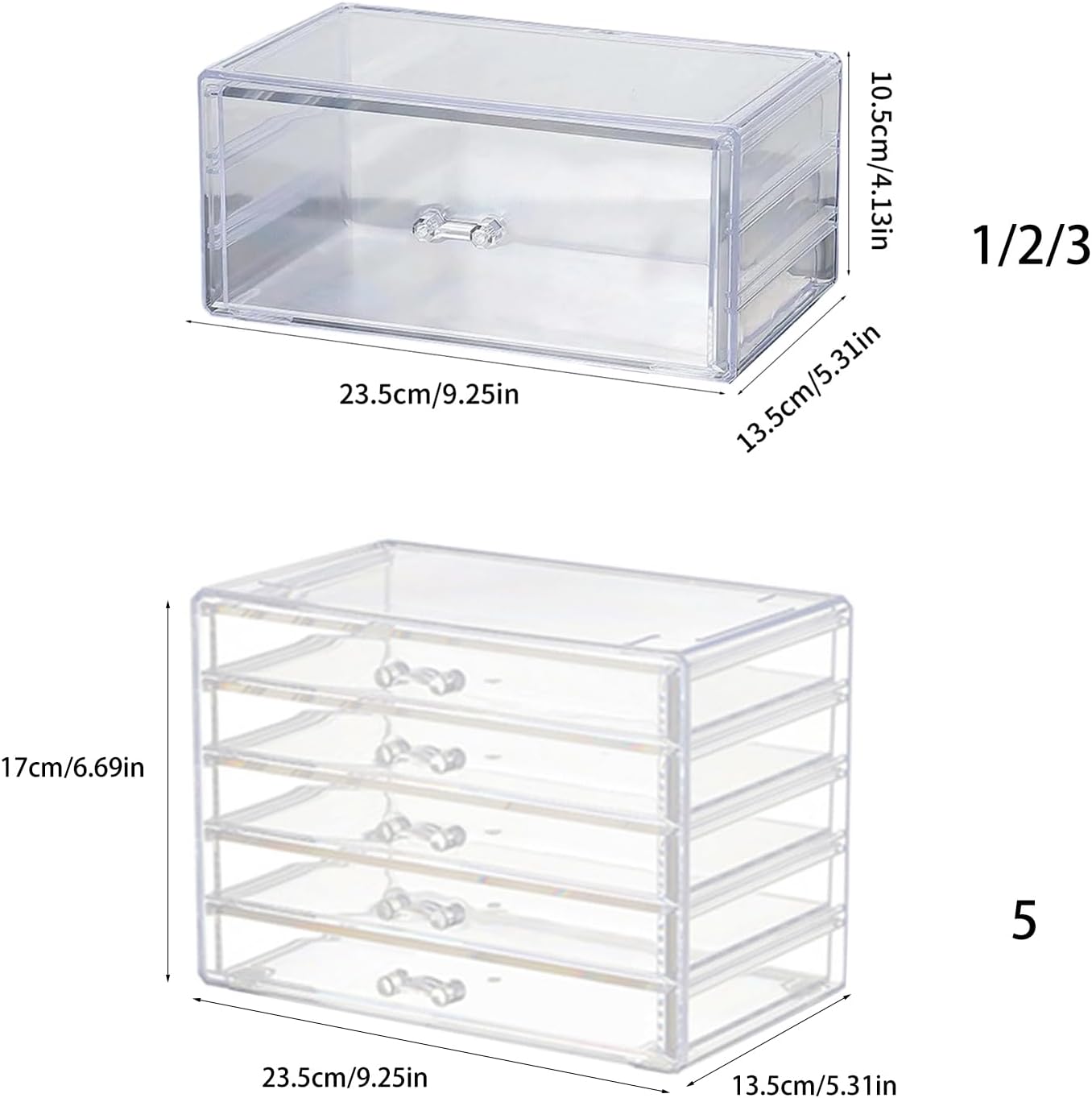 Space Saving Acrylic Cosmetic Storage Drawers Multi Drawers Acrylic Organizer Modern Jewelry Organizer for Organizing Cosmetics and Jewelry
