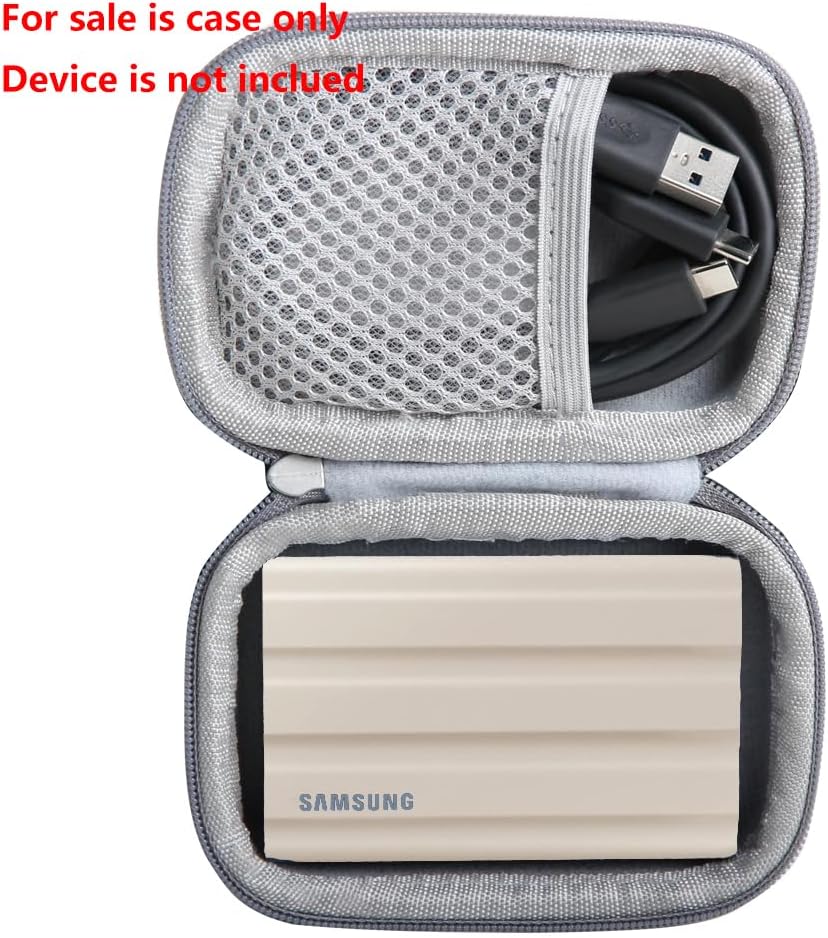Hermitshell Hard Travel Case for Samsung T7 Shield 2TB / 1TB / 4TB, Portable SSD, USB 3.2 Gen2 External Solid State Drive (Grey, Case for 1 Hard Drives)