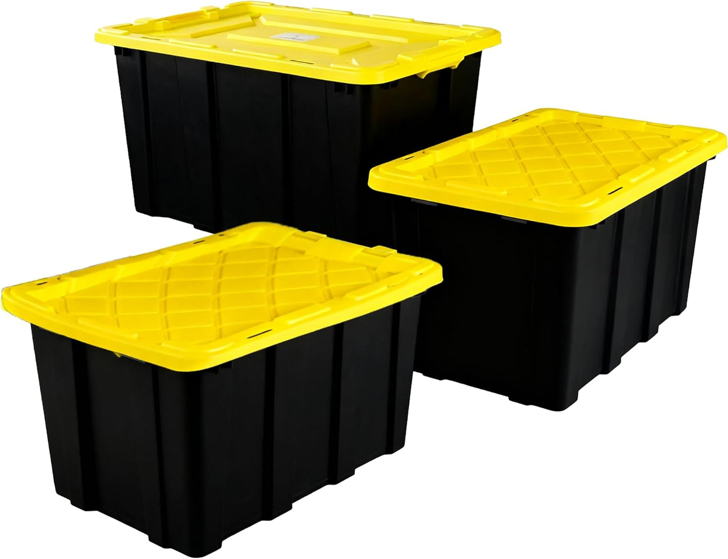 4-Pack Industrial Tote, Plastic Storage Container Bins with Lids, 7 Gallon - Heavy-Duty Organizing Containers for Home, Warehouse, and Transport