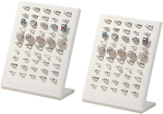 Ring Board Display Stand,Velvet Jewelry Earring Organizer Holder for Selling,Vendors Storage Tray for Multiple Rings (Beige*2)