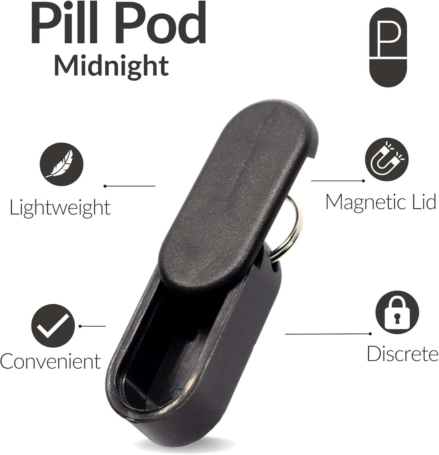 Magnetic Keychain Pill Holder 3-Pack - Compact, Durable, Lightweight with Sleek Minimalist Design - Secure, Discrete, Portable Pill Holder Keychain (Luxe 3-Pack)
