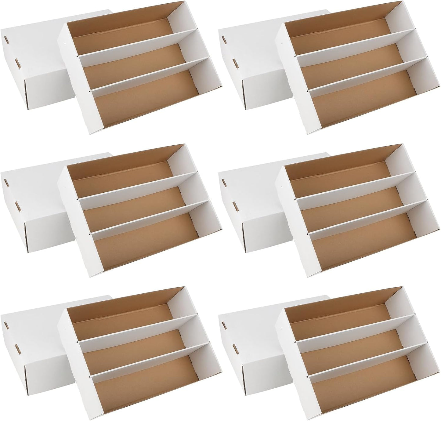 6 Pack Trading Card Storage Box, 2340 Count White Sports Card Organizer for Storing, Protecting and Organizing Soccer, Basketball Game Cards