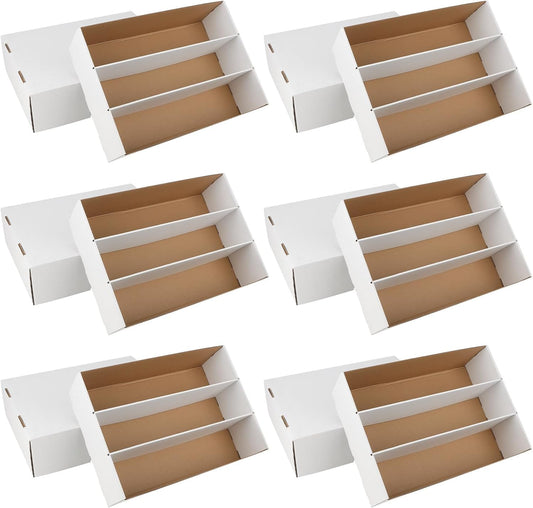 6 Pack Trading Card Storage Box, 2340 Count White Sports Card Organizer for Storing, Protecting and Organizing Soccer, Basketball Game Cards