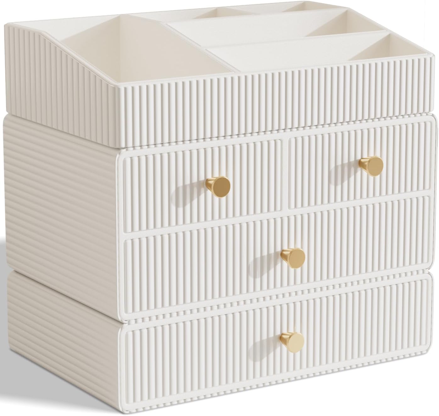 Makeup Organizer Countertop,Vanity Organizer,Skincare Organizers,Cosmetic Organizer with Draws,Luxury Large makeup storage,Make up Organizers for Vanity,Gifts for Women Birthday Unique (white)