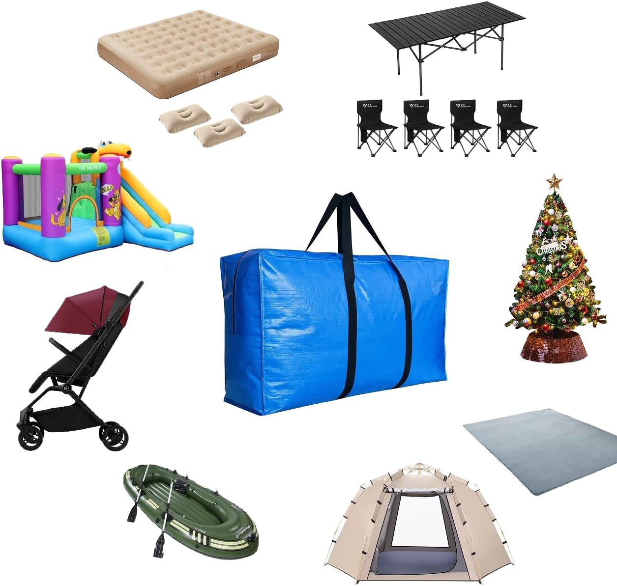 Extra Large Storage Bags, Jumbo Moving Tent Storage Bags, Waterproof Foldable Big Black XL Duffle Bag for Travel, 38x23x11inch - 2PACK