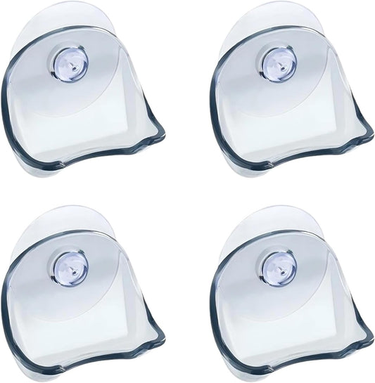 4PCS Acrylic Razor Wall Mount Holder, Suction Cup Razor Hooks Shelf Organizer No-Drill Storage Hangers for Razors, Towels, Keys, Bath Ball (Grey)