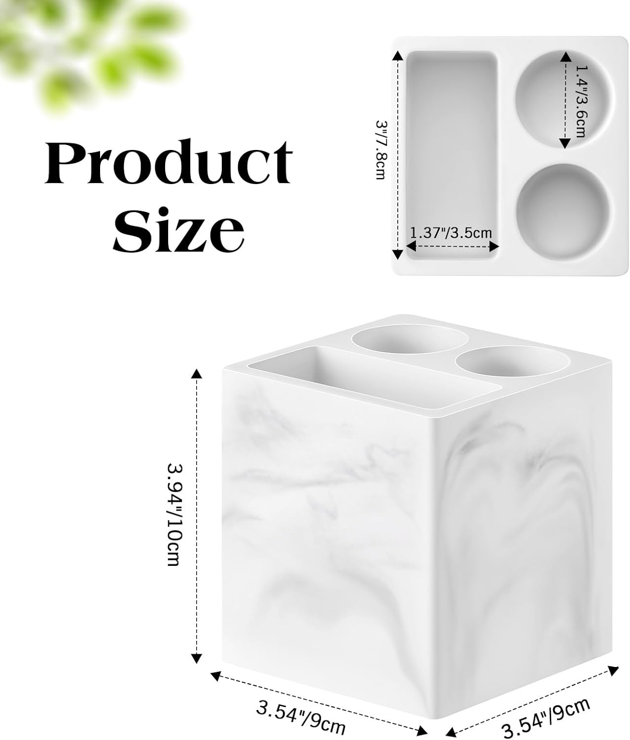 Luxspire Toothbrush Holder, 3 Slots Fast Drying Tooth Brush Holder for Bathroom, Diatomite Electric Tooth Brush and Toothpaste Organizer for Bathroom Kitchen Vanity Countertop, Marble White