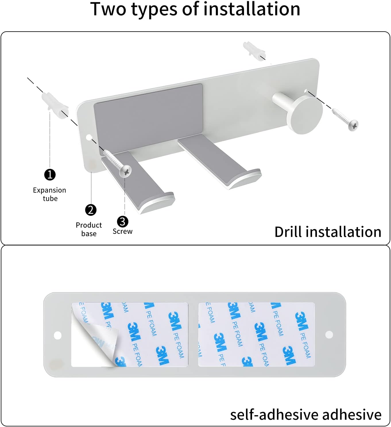 FLE Hair Dryer Holder Wall Mounted, Stainless Steel Self Adhesive Blow Dryer Holder Rack for Dyson Supersonic Hair Dryer,White