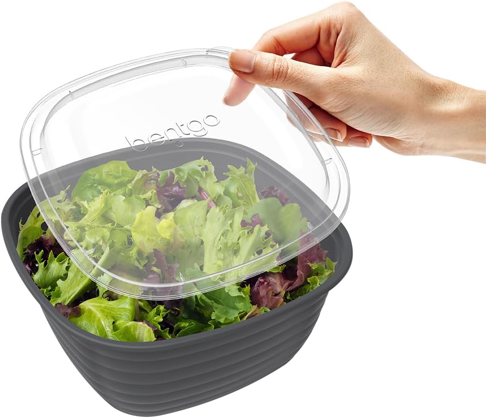 Bentgo Prep - 1-Compartment Bowls with Custom Fit Lids - Reusable, Microwaveable, Durable, PFAS & BPA-Free, Freezer and Dishwasher Safe Meal Prep Food Storage - 10 Bowls & 10 Lids (Graphite)