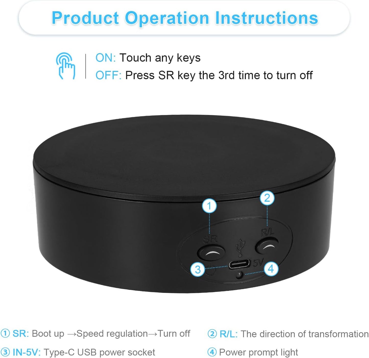 Motorized Rotating Display Stand, 5in/11lbs Load, 360° Rotating Platform for Jewelry Watch 3D Models Cake, Electric Spinning Display Stand for Live Show, Products Video shoot