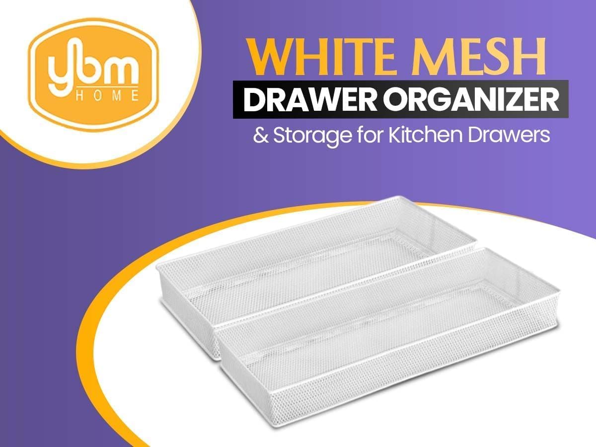 YBM HOME Silver Mesh Drawer Cabinet and or Shelf Organizer Bins, School Supply Holder Office Desktop Organizer Basket (2, 3x9x2 Inch)
