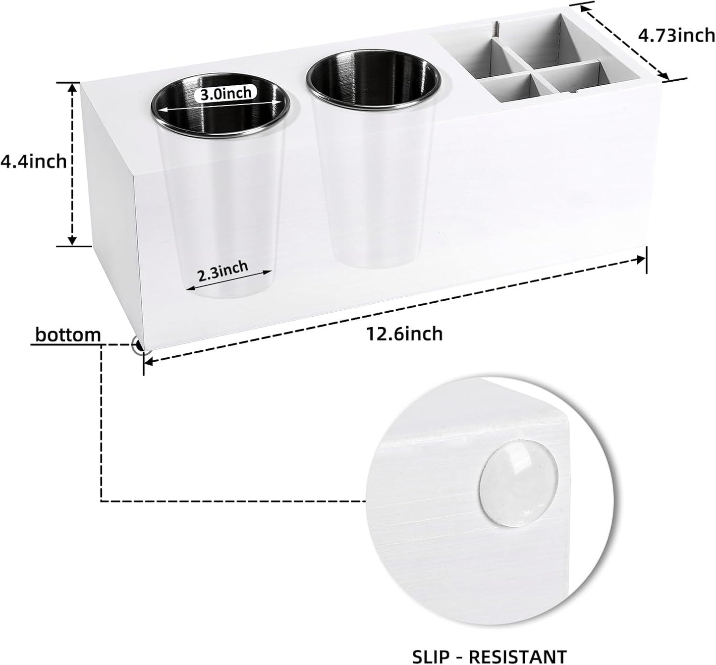 Hair Dryer Countertop Holder, Hair Tool Organizer Wall Mount, Blow Dryer Holder Cabinet Door Organizer, Bathroom Countertop Blow Dryer Holder and Curling Iron Holder (Cedar Wood, White)