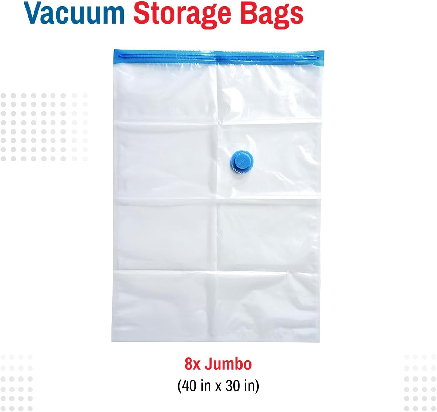 Spacesaver 8 Pack Jumbo Vacuum Storage Bags for Blankets & Clothes – Jumbo Vacuum Sealed Compression Bags with Hand Pump – Space Saver Storage Bags for Bedding, Moving, Travel & Organization