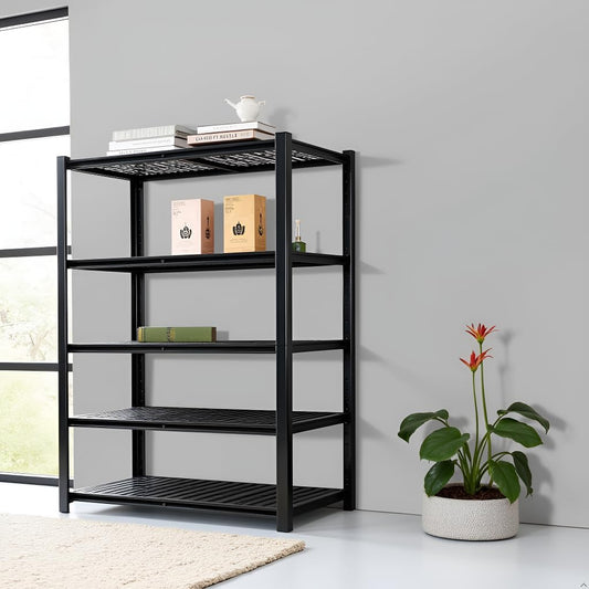 Storage Shelving Unit Heavy Duty Garage Shelves Metal Organizer Utility Rack for Kitchen Pantry Basement Pantry Warehouse Laundry Black 5-Tier 84" H x 55" W x 23.7" D 3000LBS