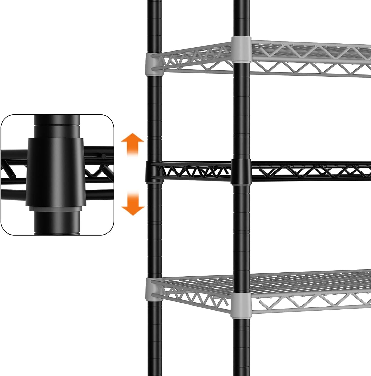 SINGAYE 5 Garage Shelving Wire Storage Heavy Duty Shelves 1750LBS Shelving Unit Metal Bathroom Organizers and Shelf Wire Closet Pantry Kitchen Rack 18" Dx36 Wx71 H Black