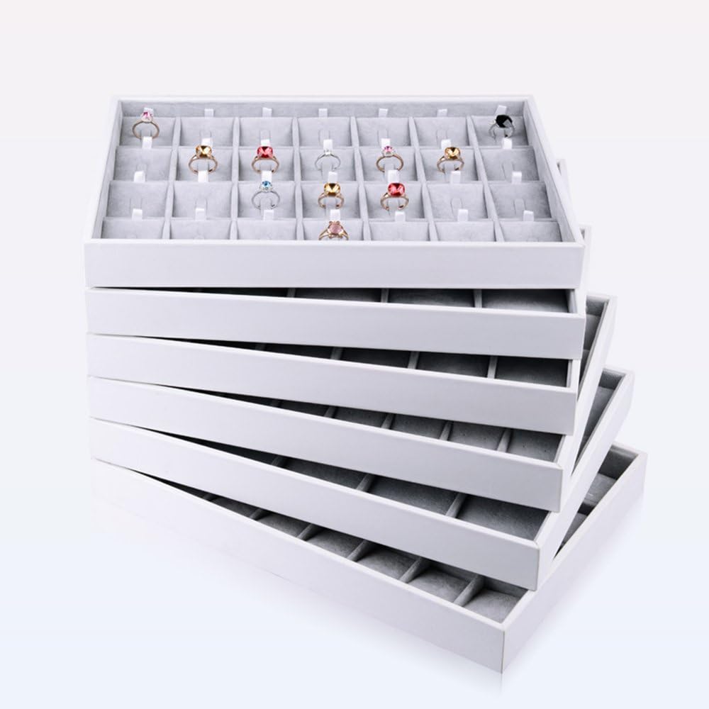 Oirlv Velvet Stackable Jewelry Tray 32 Grids Pendant Organizer Display Showcase Jewelry Storage Trays