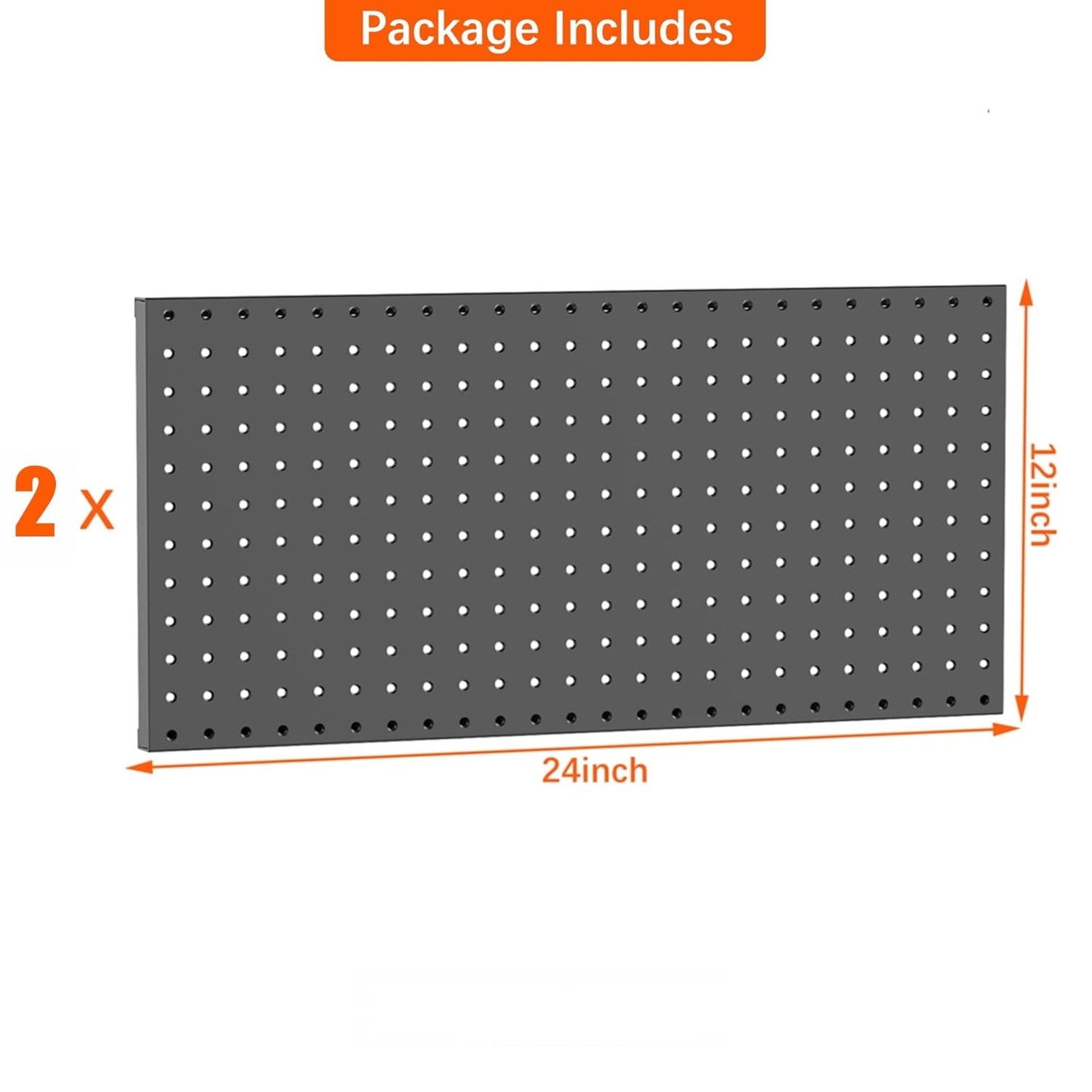 TORACK 2-Pack 12x24 inch Metal Pegboard Panels for Garage Wall, Tool Organizer Pegboard for Workbench, Workshop, Tool Storage Peg Board for Pegs(Black)