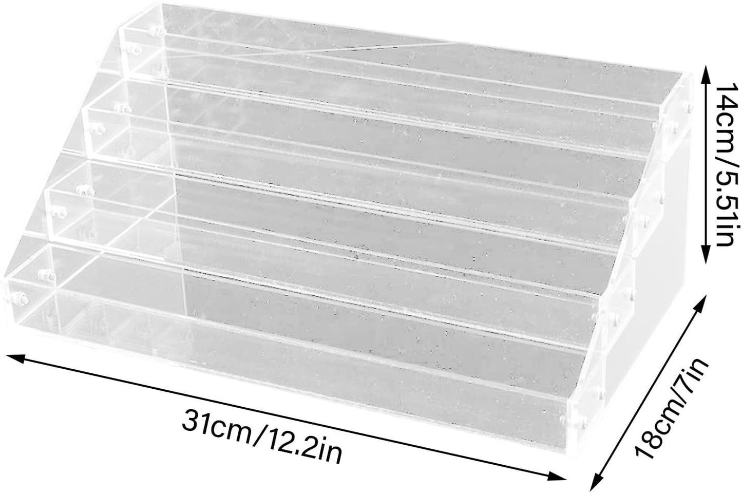 Acrylic Nail Polish Organizer 4 Tier Transparent Makeup Display Stand Storage Rack for Salon Home Beauty Essential Oil Bottles 31cm Clear Plastic