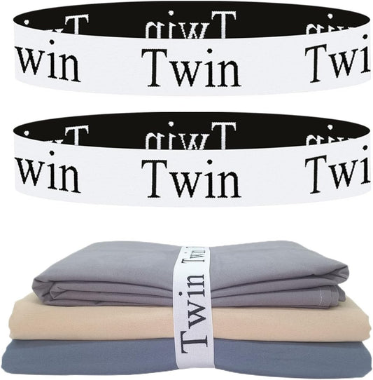 2 Pieces Bed Sheet Organizer Bands, Sheet Organizers and Storage Label Bands, Sheet Label for Bedding, Sheets Organizer for Closet,Sheet Keepers Linen Labels Bedding Bands (2Pcs Twin)