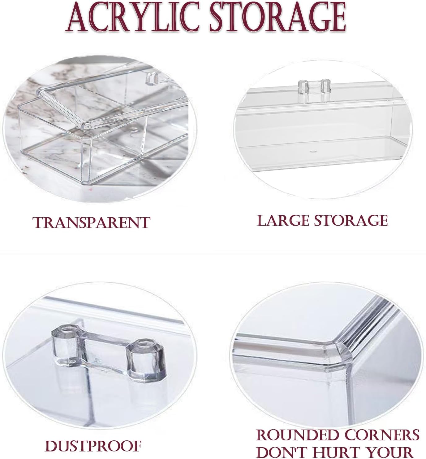 Hair Accessories Organizer for Girls - 2-Pack Clear Acrylic Stackable Drawers with Lids, Bathroom Vanity Storage for Clips, Scrunchies, Bobby Pins, Kids’ Bedroom & Dorm Organizer