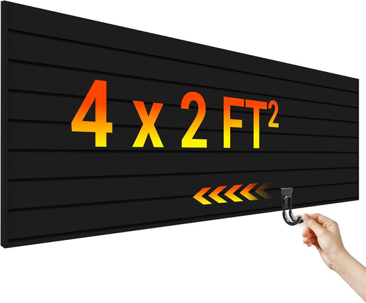 Ezlaino PVC Slat Wall Paneling 4FT x 2FT- Thickened & Durable, Waterproof, Versatile | Fits Most Slatwall Accessories (Not Included) | Ideal for Garage, Home & Store Organization, Black