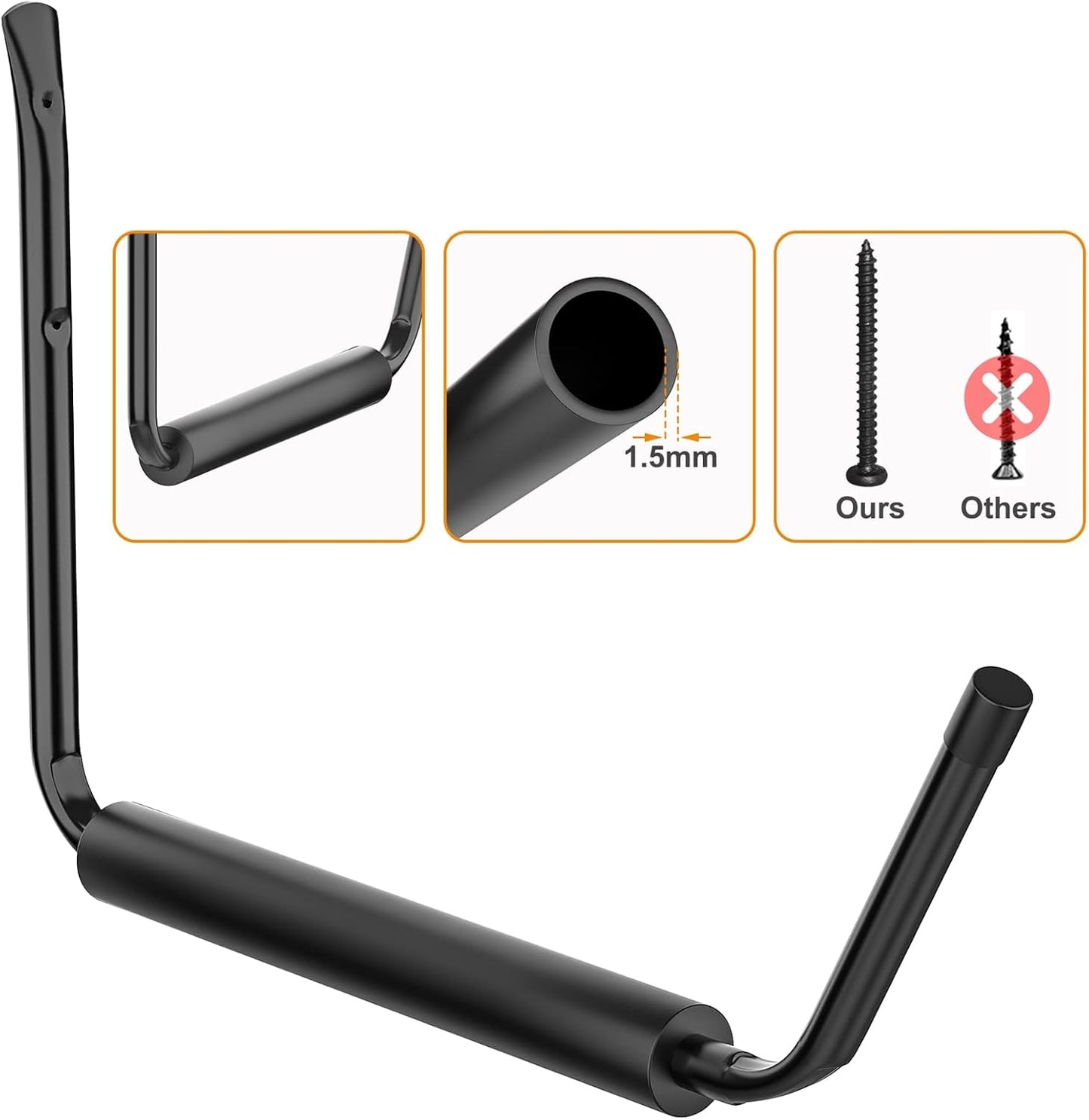 WALMANN Kayak Storage Rack, Wall Mount Kayak Hooks for Garage Utility Storage Hangers for Canoe, Surfboard, Skiis, Snowboard, Paddle Board, Ladders