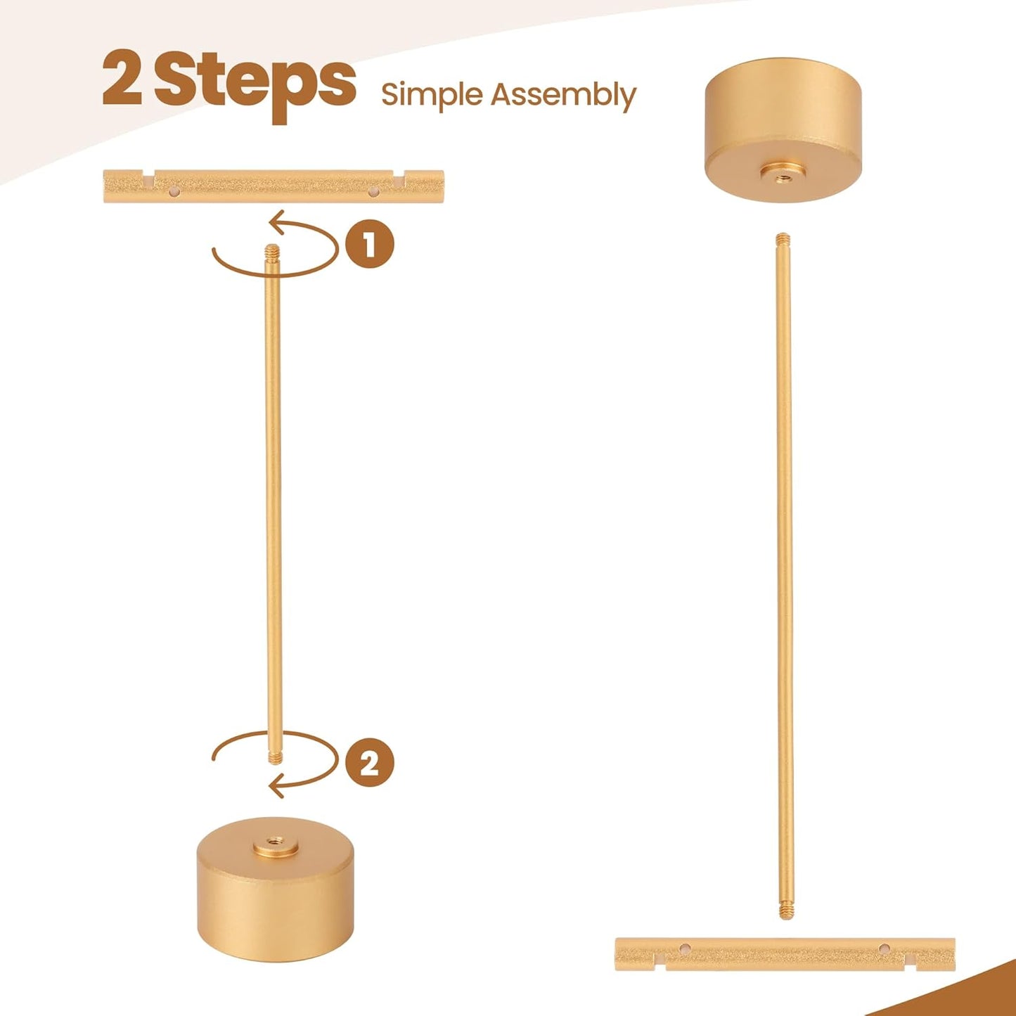 Metal Earring Stand Display Round Base Earring T Bar Display Necklace Bracelet Ring Ear Studs Jewelry Display Rack for Vendors Photography and Showcase, Gold 2pcs Height 5.31" and 4.52"