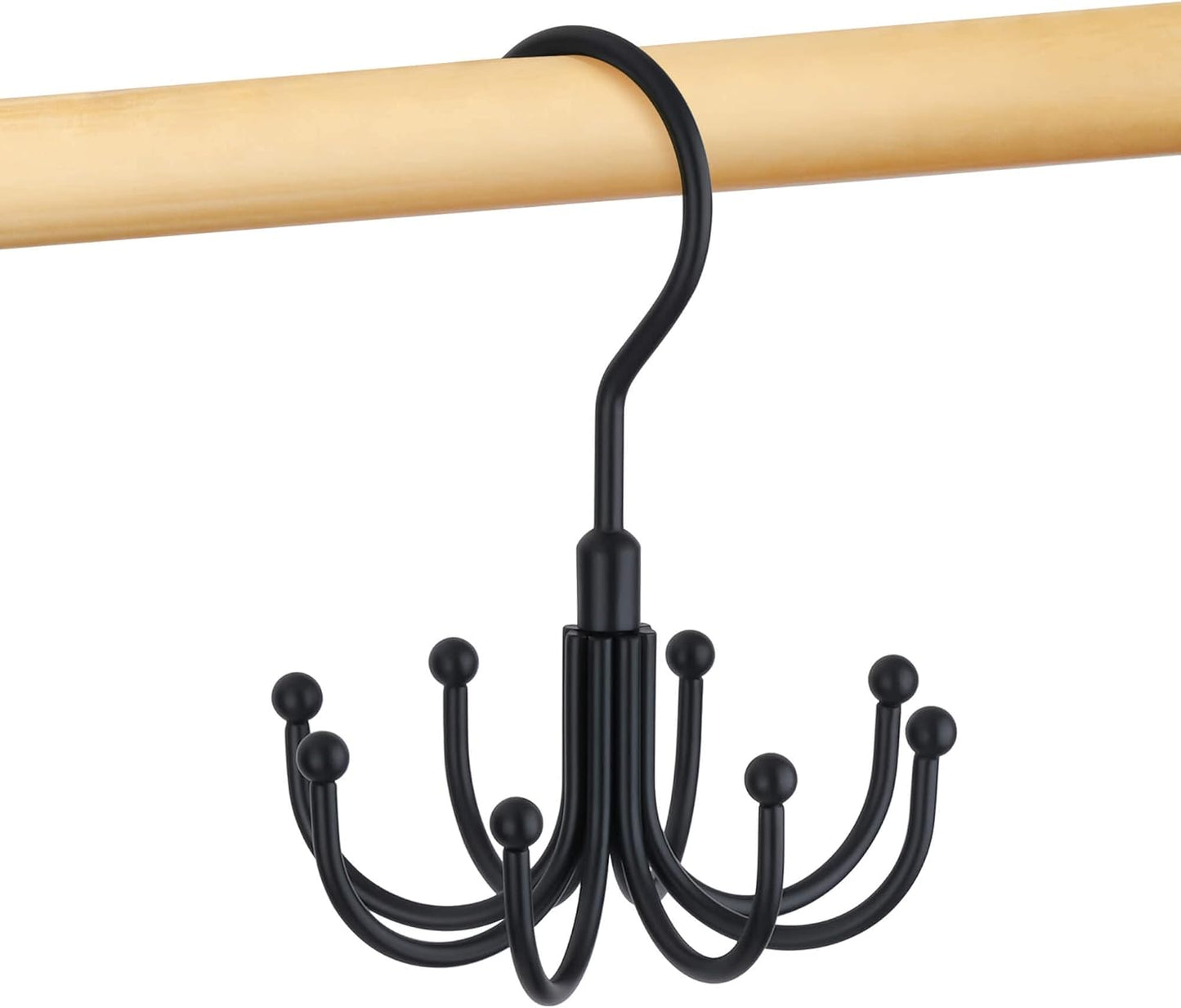Belt Hanger, Rotatable Belt Organizer for Closet, Accessories Rack, Space Saving Hanging Holder Storage Hook for Belt, Tie, Scarf, Purse, Bra, Tank Top, Black