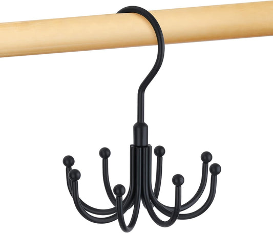 Belt Hanger, Rotatable Belt Organizer for Closet, Accessories Rack, Space Saving Hanging Holder Storage Hook for Belt, Tie, Scarf, Purse, Bra, Tank Top, Black