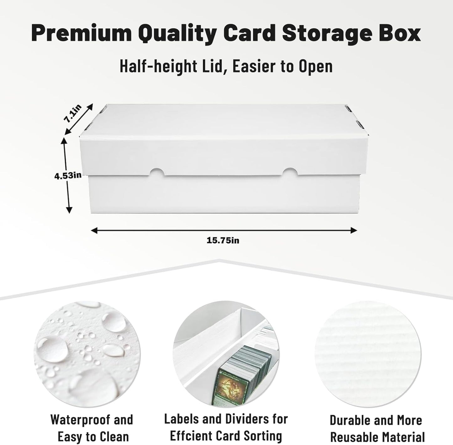 NUMINA 1800 Card High Capacity Storage Box for Trading Card Collection, Sports Card Organizer Set, Heavy Duty 2 Row Cardboard Box with Dividers for TCG/Magic/MTG (6 Pack)