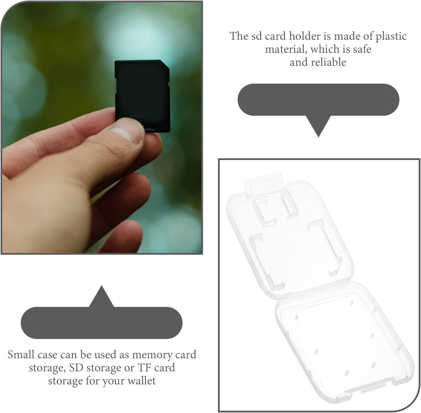 24pcs Portable Memory Card Cases Small Organizer for Secure Digital and Cards Transparent Storage Box with Lid Lightweight Protective Holder to Prevent Loss and Damage for Cameras