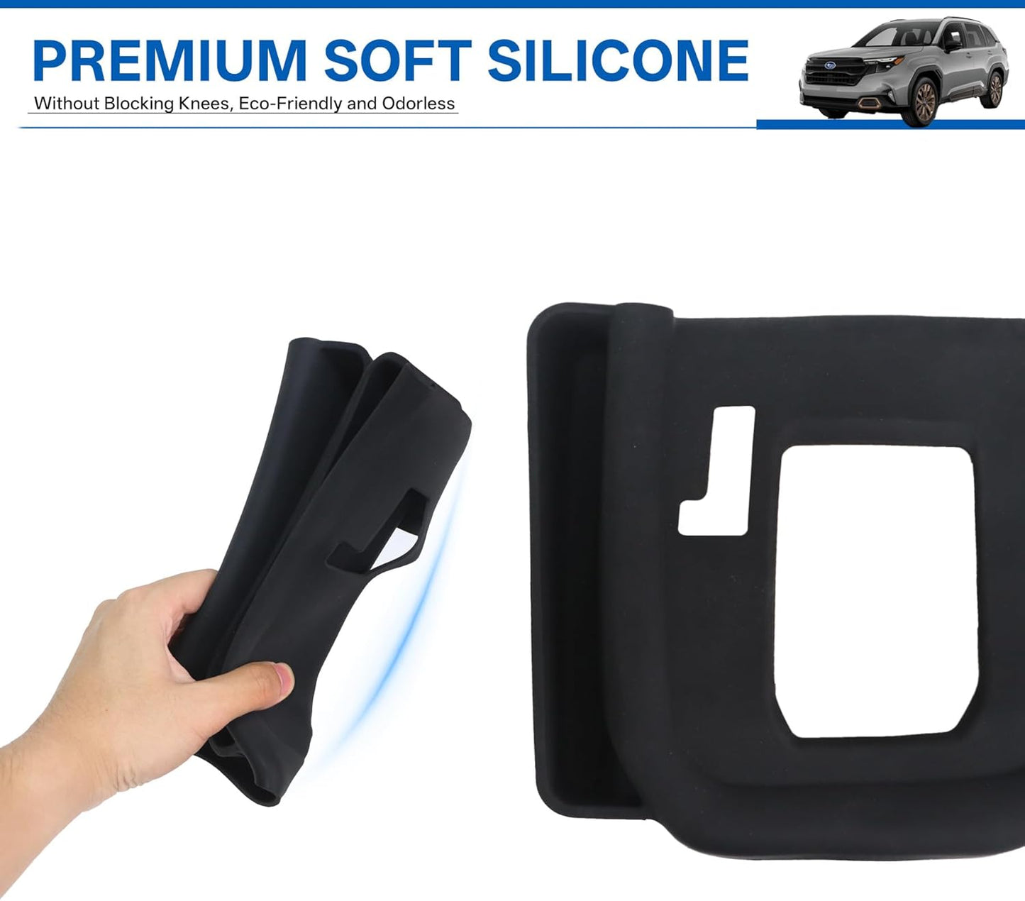 Silicone Center Console Trim Cover Organizer for 2025–2026 Subaru Forester Premium/Sport/Limited/Touring Accessories, Anti-Scratch Gear Shift Panel Cover Protector with Side Storage Pockets (Black)