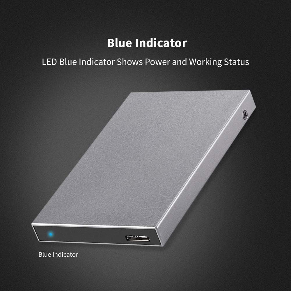 SSK Aluminum USB3.0 to SATA 2.5” External Hard Drive Enclosure Adapter, Ultra Slim Hard Disk Case housing for 2.5 Inch 9.5mm 7mm HDD and SSD, UASP SATA III Supported