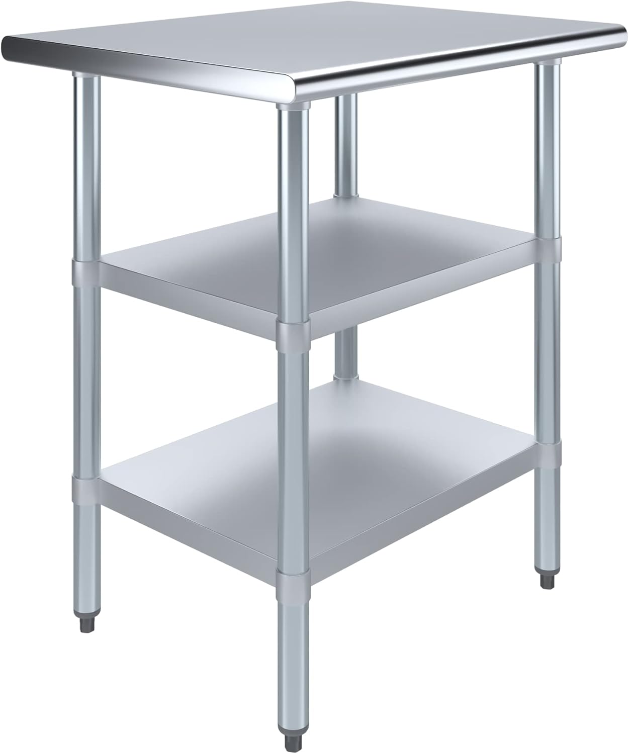 AmGood Stainless Steel Work Table with 2 Shelves | NSF | Metal Utility Table (30" Long x 24" Deep)