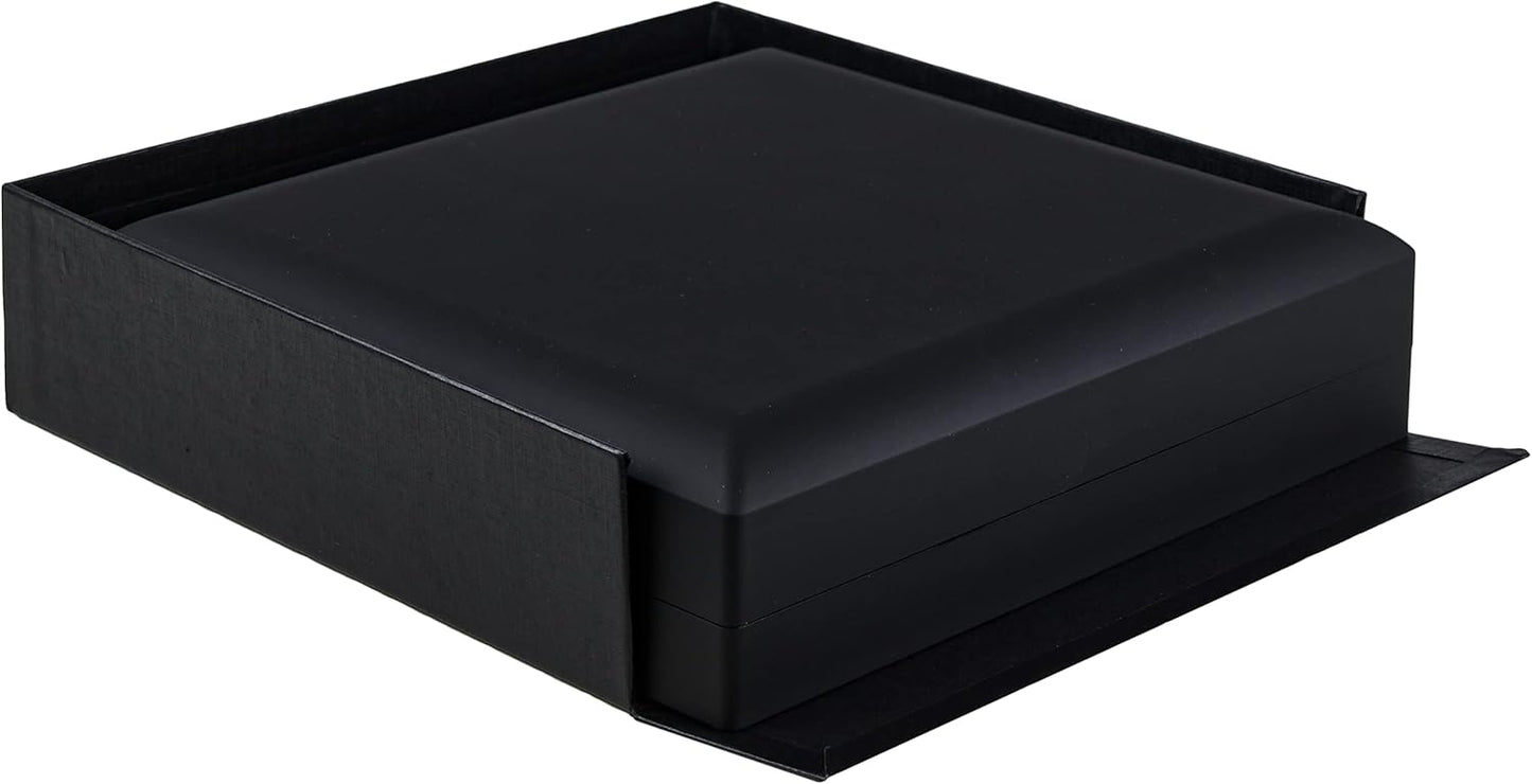 Allure - Large Necklace Box With LED Light, Square Shaped, Elegant Diamond Necklace Case, For Unique Proposal, Engagement Or Wedding, Luxury Black Velvet Interior Jewelry Display Gift Box
