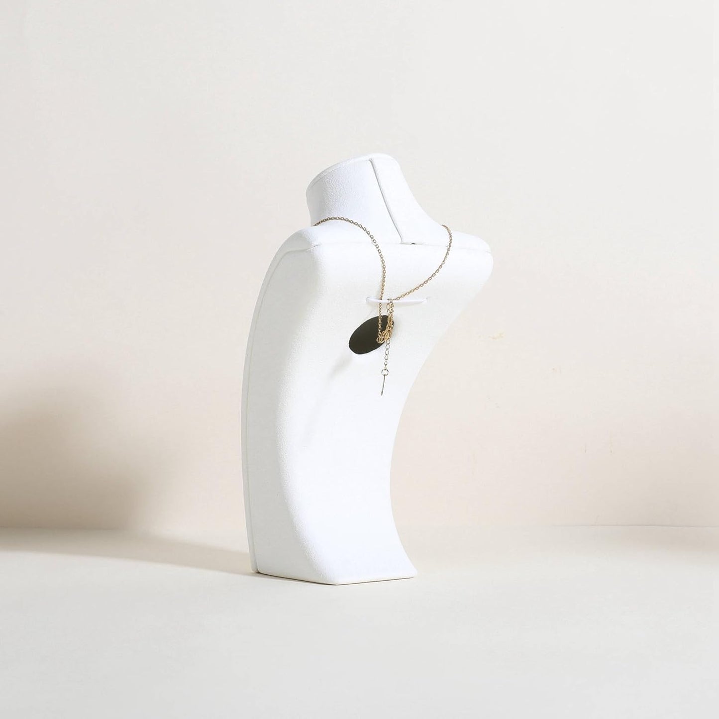 GemeShou White necklace storage organizer for sale, Velvet necklace holder stand, jewelry bust display stands, Jewelry Mannequin for Countertop, Showcase【White-Small height 7.68 inch】