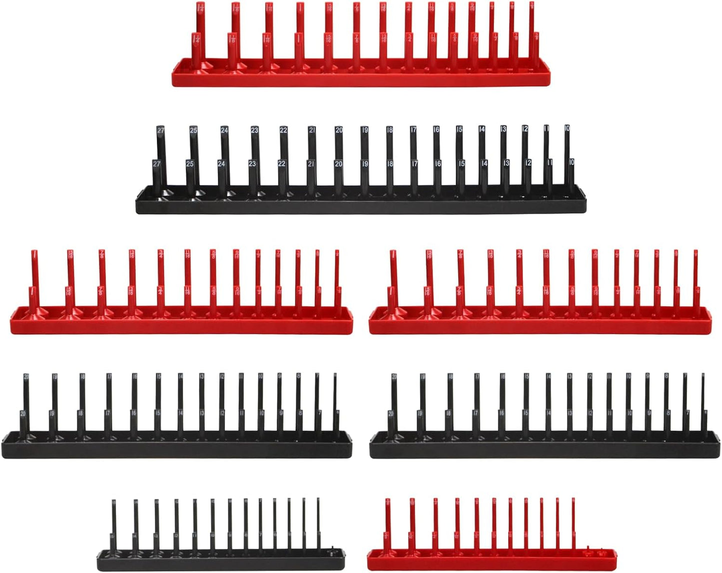 8PCS Socket Organizer Tray Set,SAE & Metric Socket Trays, 2PCS 1/4", 4PCS 3/8", 2PCS 1/2" Drive Deep and Shallow Socket Holders for Toolboxes (8pcs socket organizer）