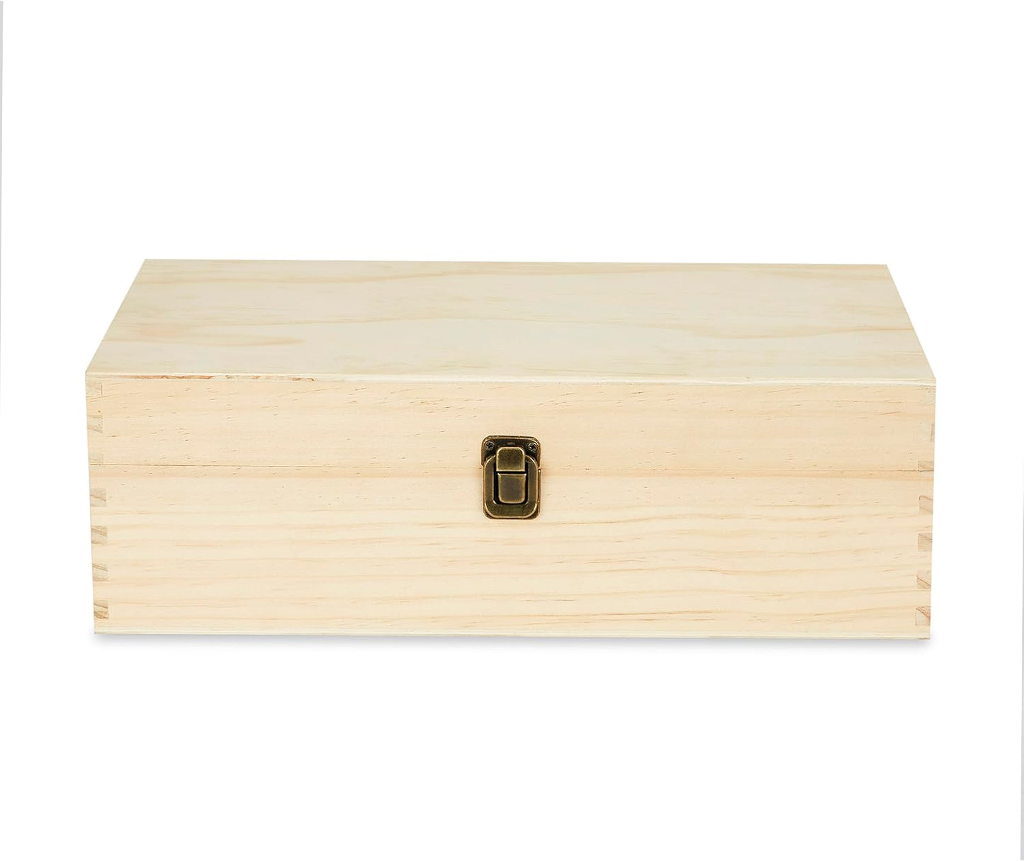 makerflo XL Natural Pine Wood Memory Box with Black Felt Inside, Hinged with Clasp, Keepsake Wooden Box Ideal for Craft and Personalization (Laser Engraving, Epoxy, UV DTF, and Vinyl) – Pack of 1