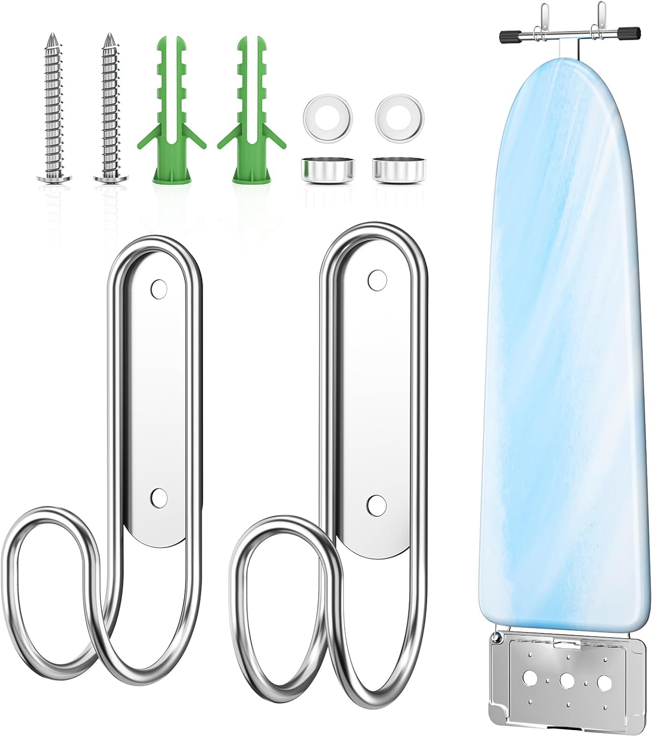 Ironing Board Holder Wall Mount, Durable Ironing Board Holder Stainless Steel, Space Saving Iron Board Hook for Wall Heavy Duty, for Laundry Room Livingroom Bathroom Small(Y or T Leg)