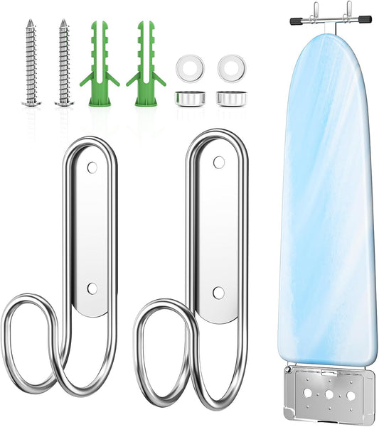 Ironing Board Holder Wall Mount, Durable Ironing Board Holder Stainless Steel, Space Saving Iron Board Hook for Wall Heavy Duty, for Laundry Room Livingroom Bathroom Small(Y or T Leg)