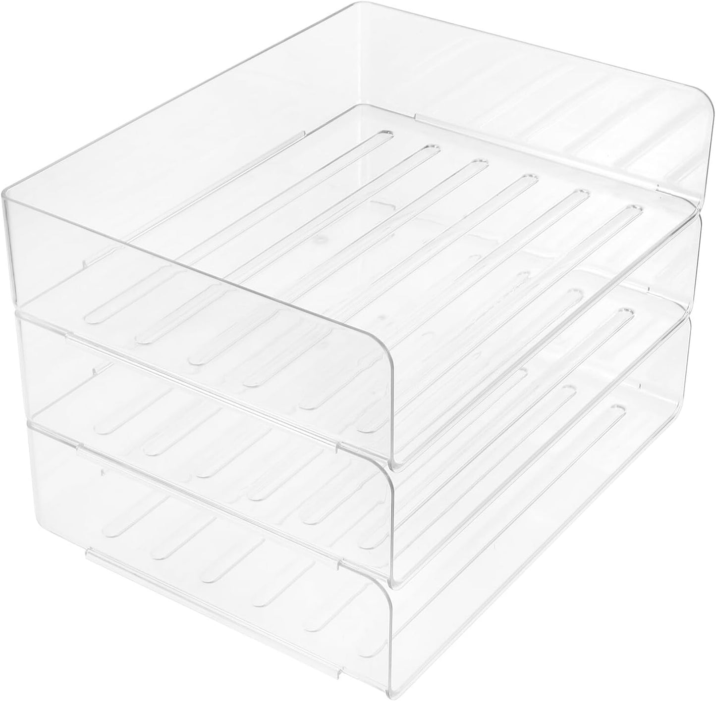 Stackable Paper Tray Organizer for Desk Wide Letter File Holder Transparent Desktop Storage Rack for Office Documents Mail and Stationery Management