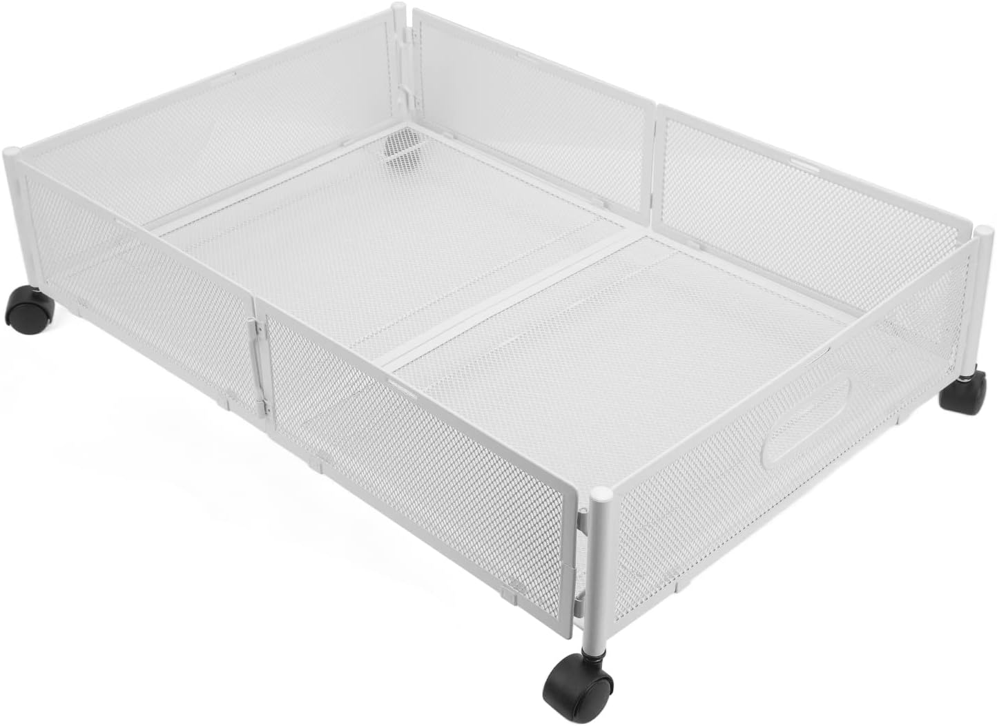 Under Bed Storage Containers with Wheels Grid Pattern Removable Type Shoe Storage Drawer Under Bed Detachable Metal for