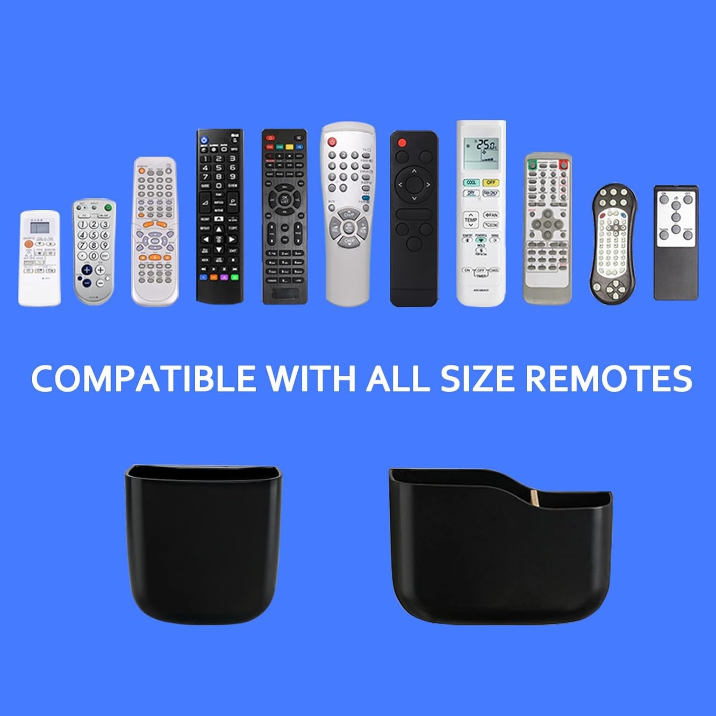 SUNFICON Remote Holder Wall Mount TV FAN Remote Control Holder Bedside Caddy Wall Organizer Phone Holder for Office Adhesive Media Player Controller Holder Box Tray Home Desk Nightstand Black 2 Small