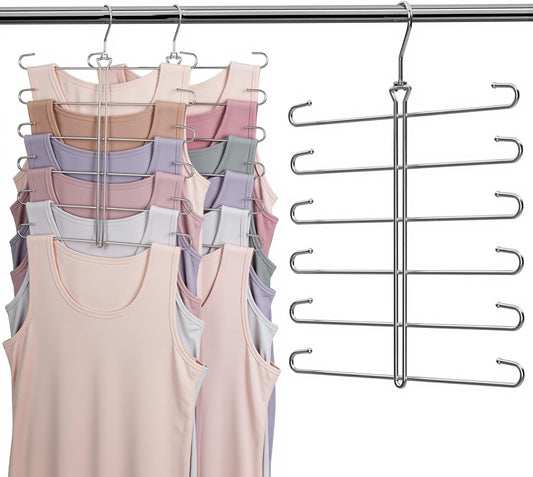 Tank Top Hanger 2 Pack Bra Hangers for Closet Organizer,6 Tiers Metal Space Saving Hanger with 360 Degree Hook,Mult Function Closet Organization for Vest,Tank TOP,Yoga Pants,Scarves