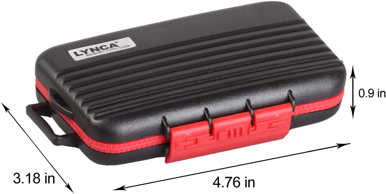 LYNCA 24 Slots Camera Memory Card Case Holder Water-Resistant Anti-Shock SD Card Case Holder Wallet for 8 SD Cards 4 CF Cards 12 Micro SD/TF Cards Storage Box, Compact Memory Cards Wallet (Black)