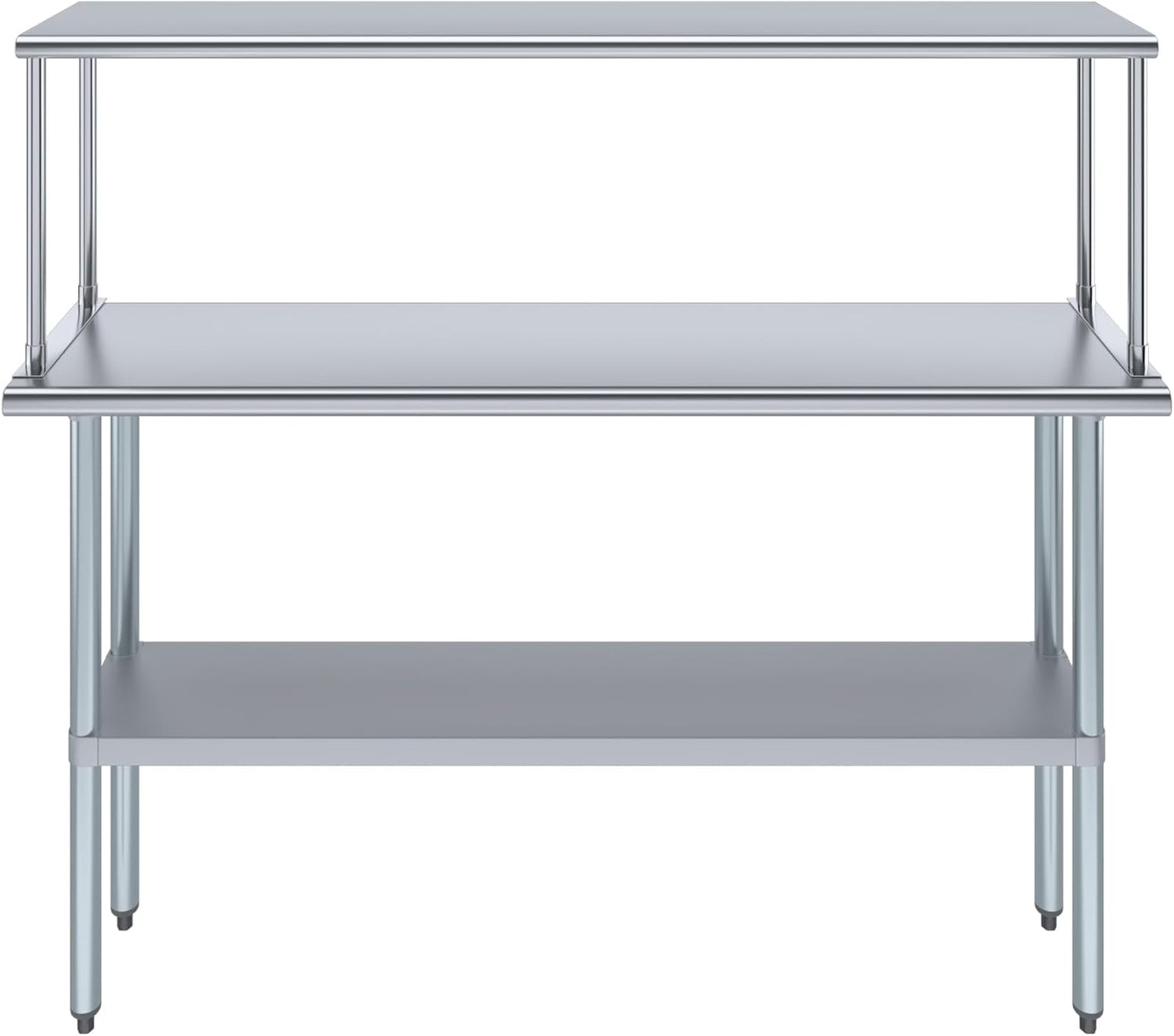 Stainless Steel Work Table with Wide Single Tier Overshelf | Metal Kitchen Prep Table & Shelving Combo (14" x 60" Work Table + 12" Overshelf)