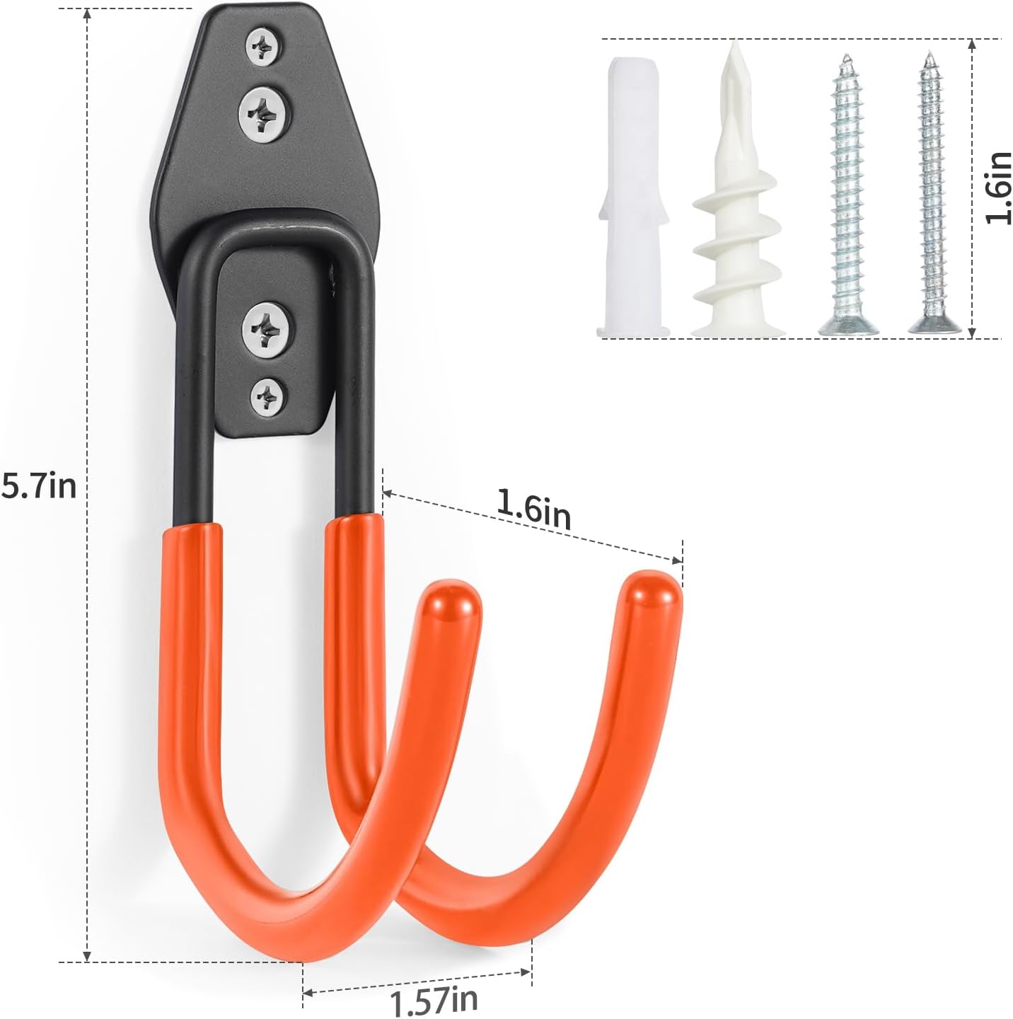 Upgraded Garage Hooks, 6 Pack Heavy Duty Wall Mount Steel Utility Hooks, Storage System Hooks for Power Tools, Garden Hose, Ladder, Bike, Cords, and More