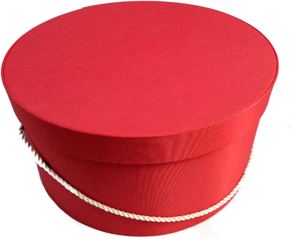 Sarah's Hat Boxes Classic Coral Hat Box – 18.5" x 9.5" (Dia. x Ht.) Handmade in USA – Odorless Non-Toxic Adhesive, Cording Handle – Premium Storage for Hats & Accessories